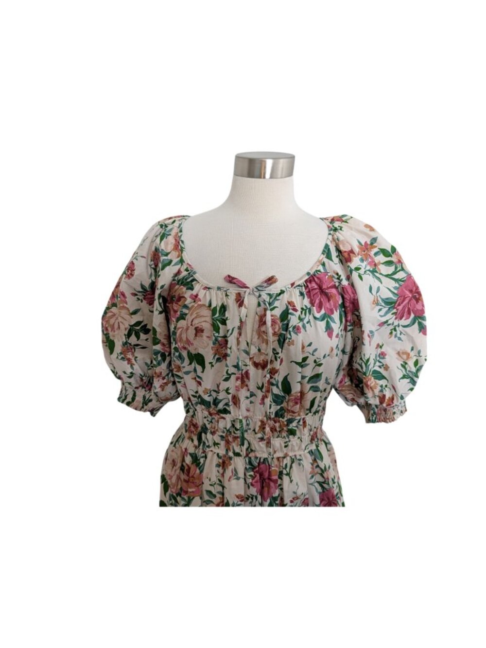 Anthropologie Somerset Floral Maxi Dress Puff-Sleeve Edition White Pink Sz S - Picture 5 of 16